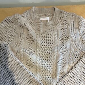See By Chloe Cream Cable Knit Crewneck Sweater